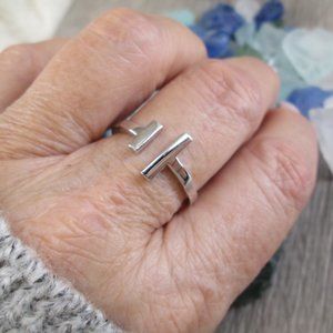 Gorgeous 925 Sterling Double Bar Ring> 925 Geometric ring, 925 Women's Ring